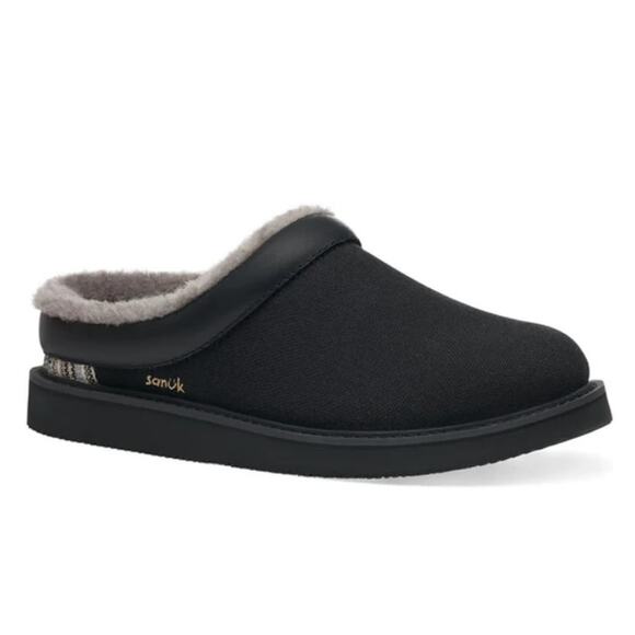 Sanuk Men's Black Cozy Vibe‎ Slip On Slipper Size 9 - Picture 1 of 14